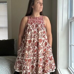 Free‎ People Red & Cream Floral Mini Dress Size XS